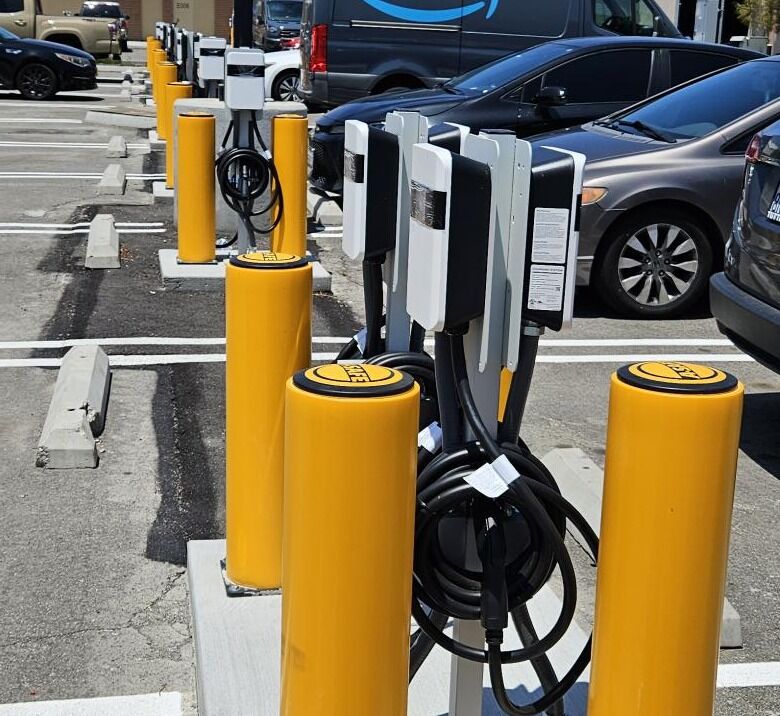 Protected Level 2 charging bank