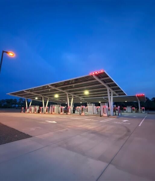 Large-format EV charging canopy